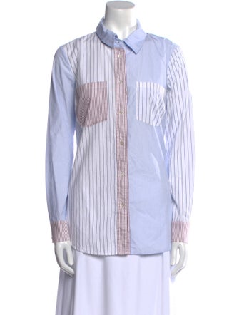 Veronica Beard Striped Long Sleeve Button-Up Top