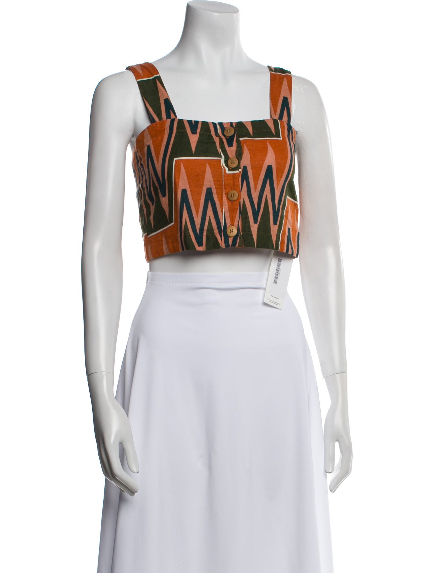 Veronica Beard Linen Printed Crop Top