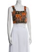 Veronica Beard Linen Printed Crop Top