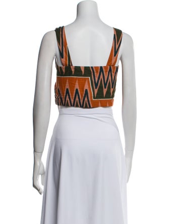 Veronica Beard Linen Printed Crop Top