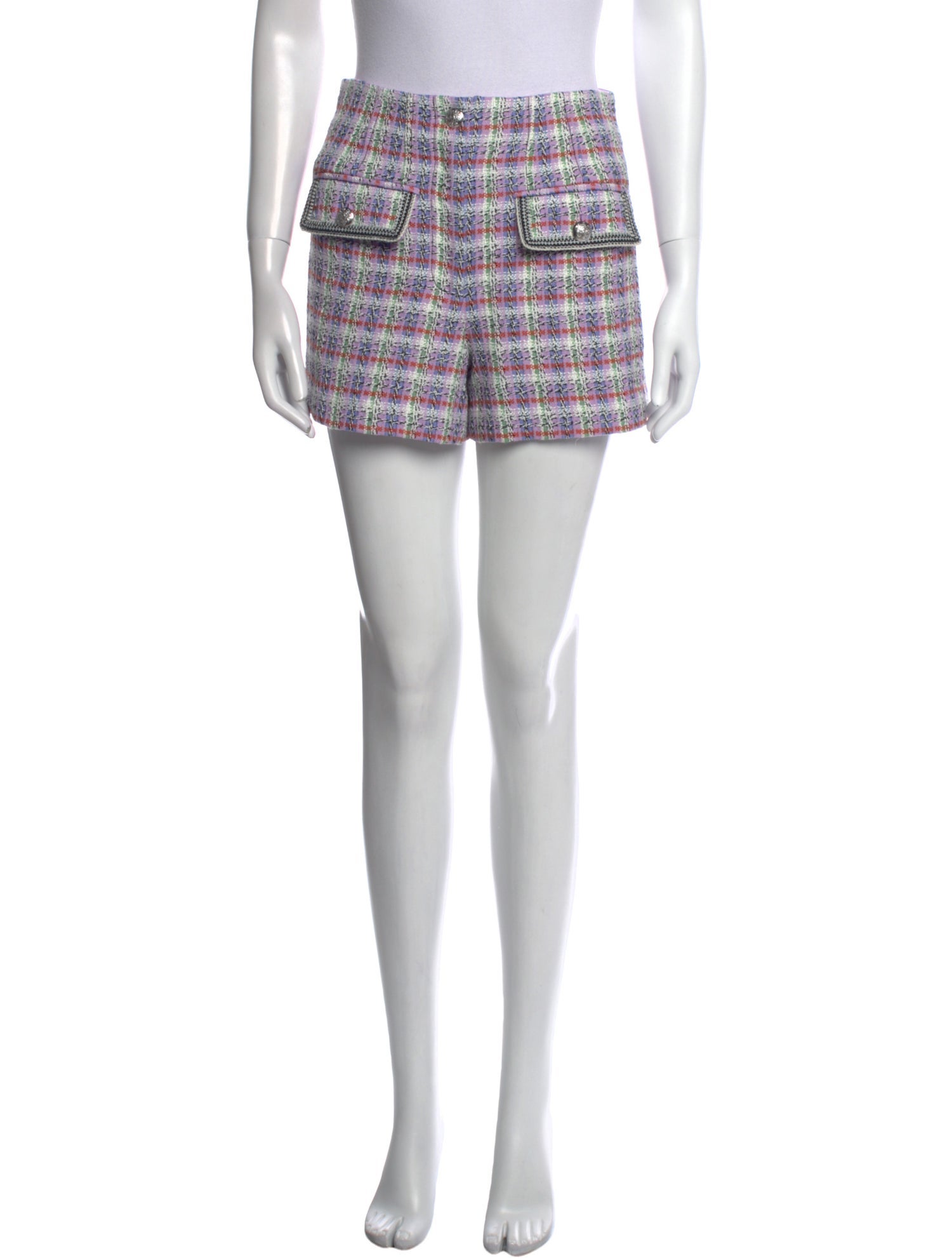 Veronica Beard Plaid Print Mini Shorts w/ Tags
