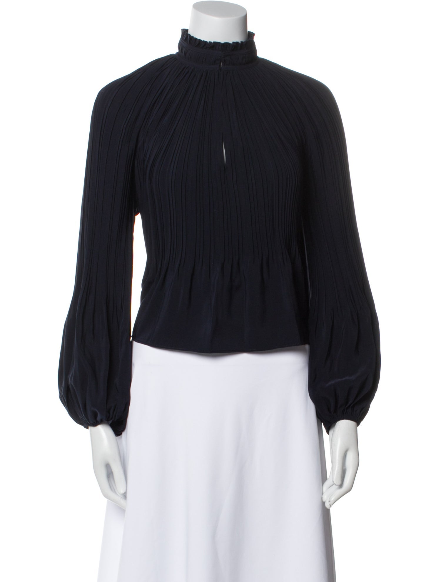 Veronica Beard Mock Neck Long Sleeve Blouse