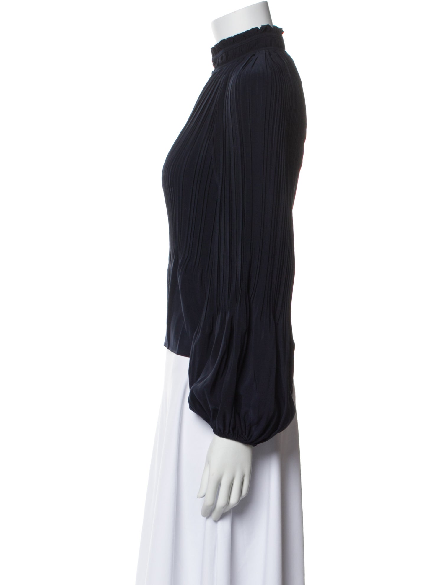 Veronica Beard Mock Neck Long Sleeve Blouse