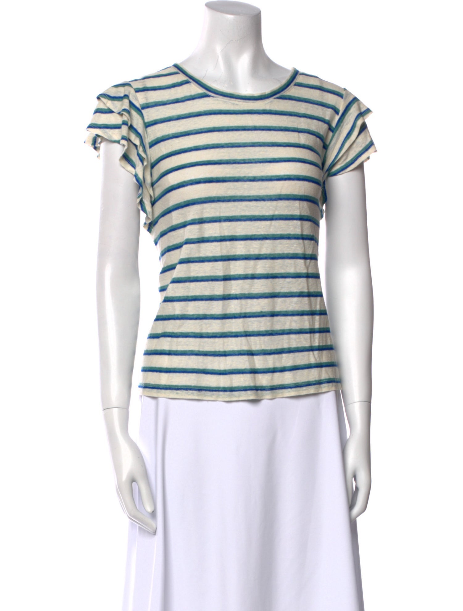 Veronica Beard Linen Striped T-Shirt