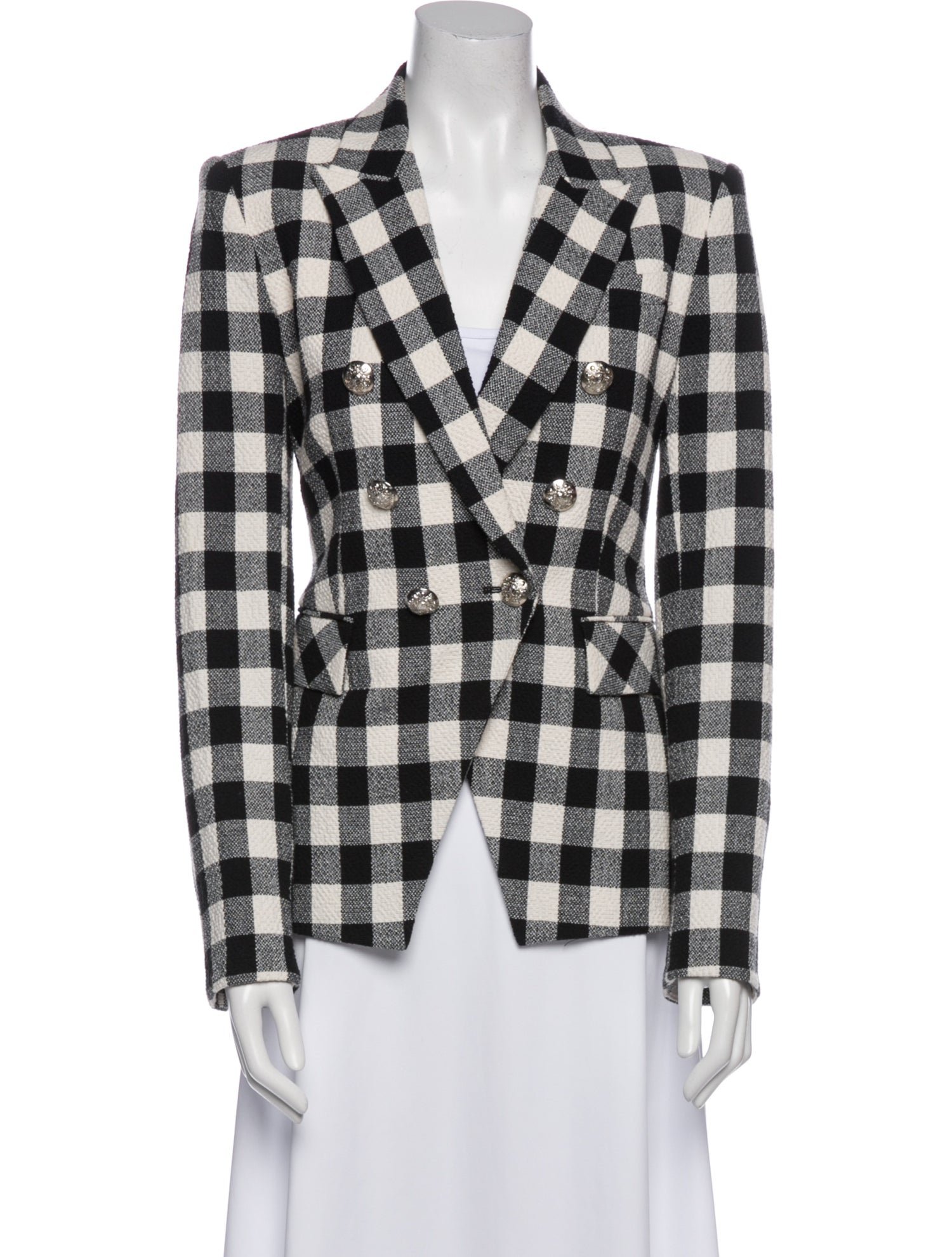 Veronica Beard Linen Plaid Print Blazer