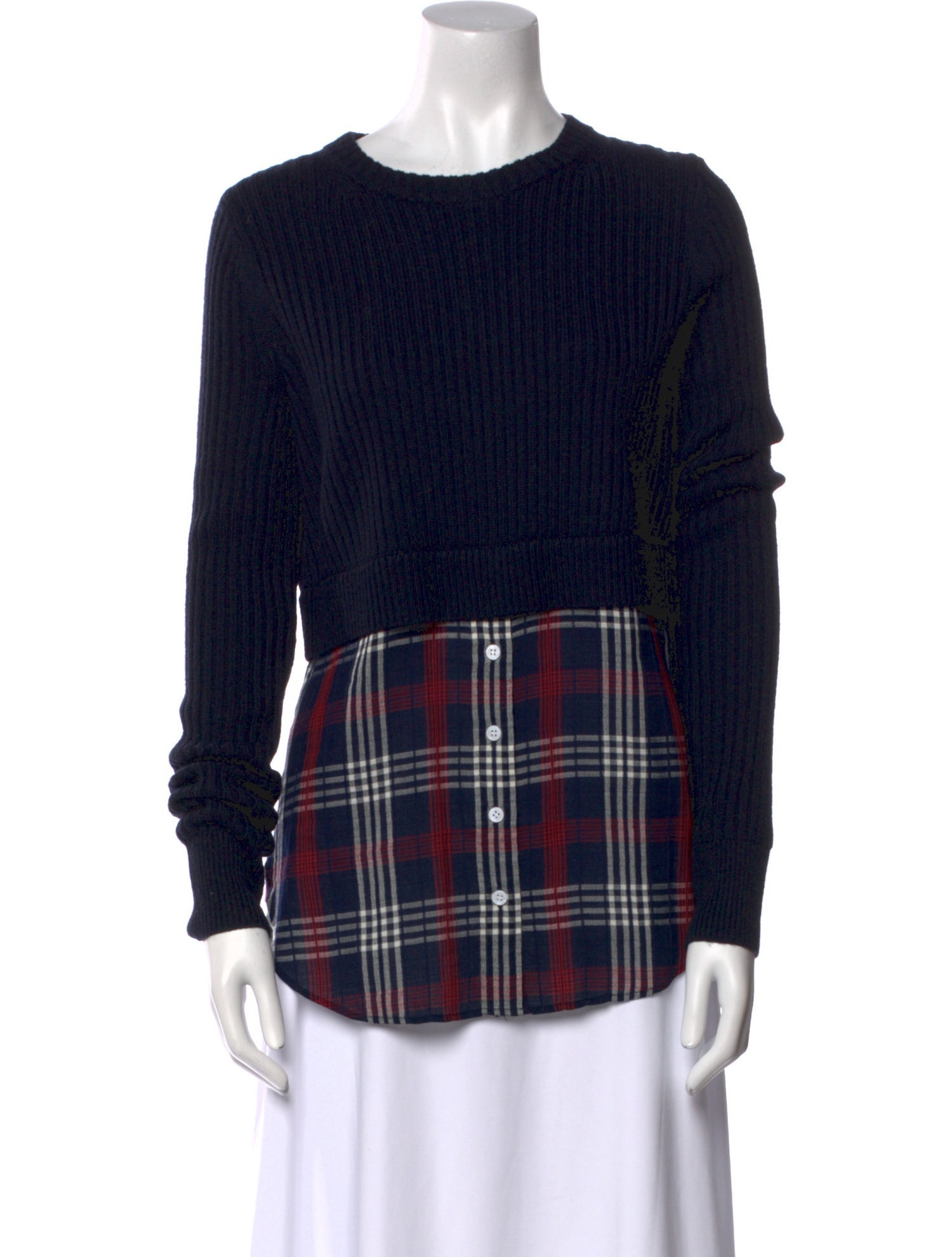 Veronica Beard Merino Wool Plaid Print Sweater
