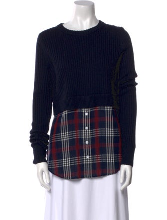 Veronica Beard Merino Wool Plaid Print Sweater