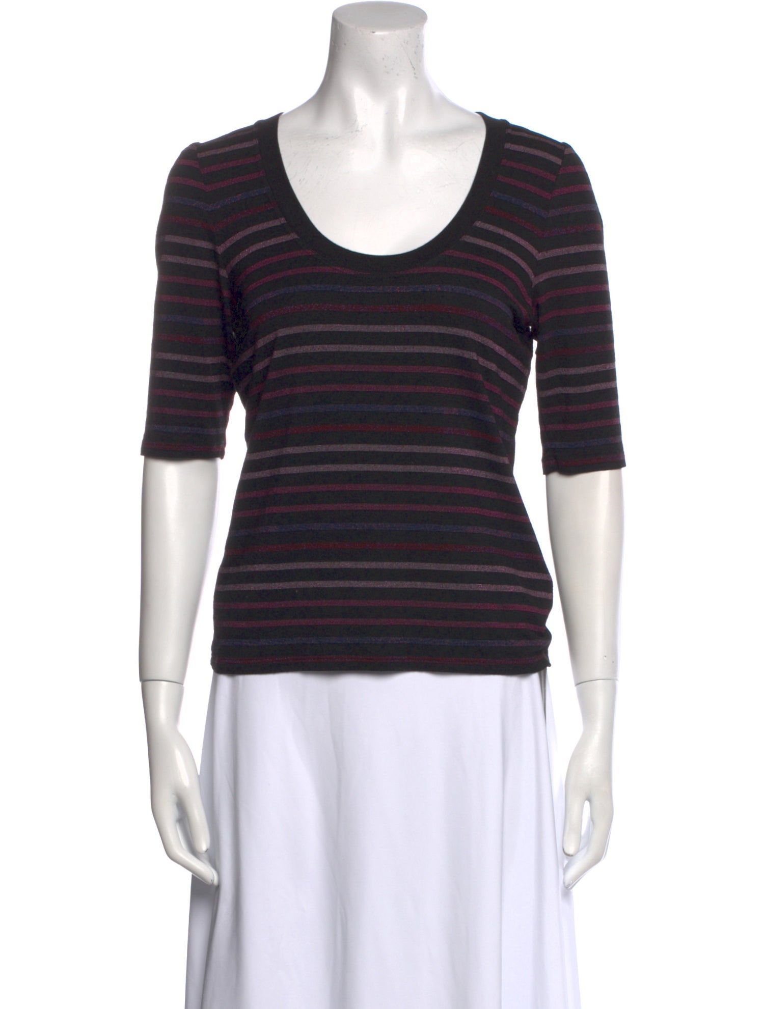 Veronica Beard Striped Scoop Neck T-Shirt