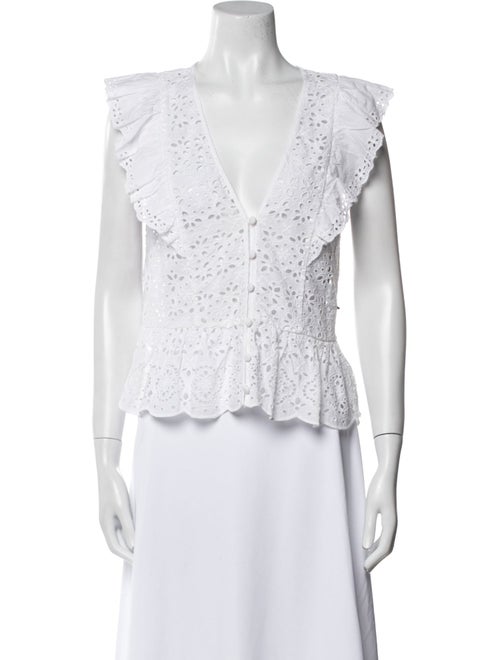 Veronica Beard Lace Pattern V-Neck Crop Top