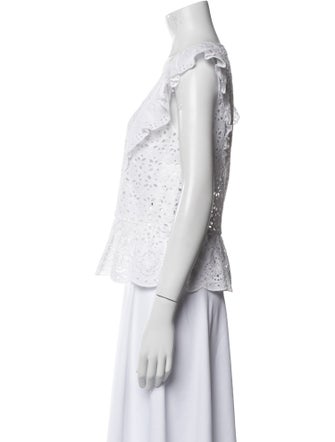 Veronica Beard Lace Pattern V-Neck Crop Top