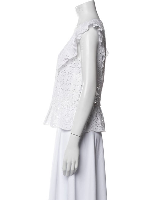 Veronica Beard Lace Pattern V-Neck Crop Top