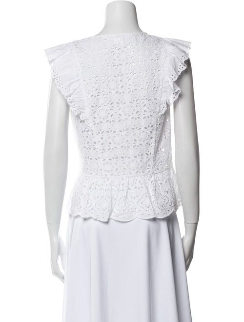 Veronica Beard Lace Pattern V-Neck Crop Top