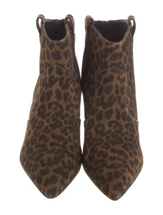 Veronica Beard Suede Animal Print Western Boots