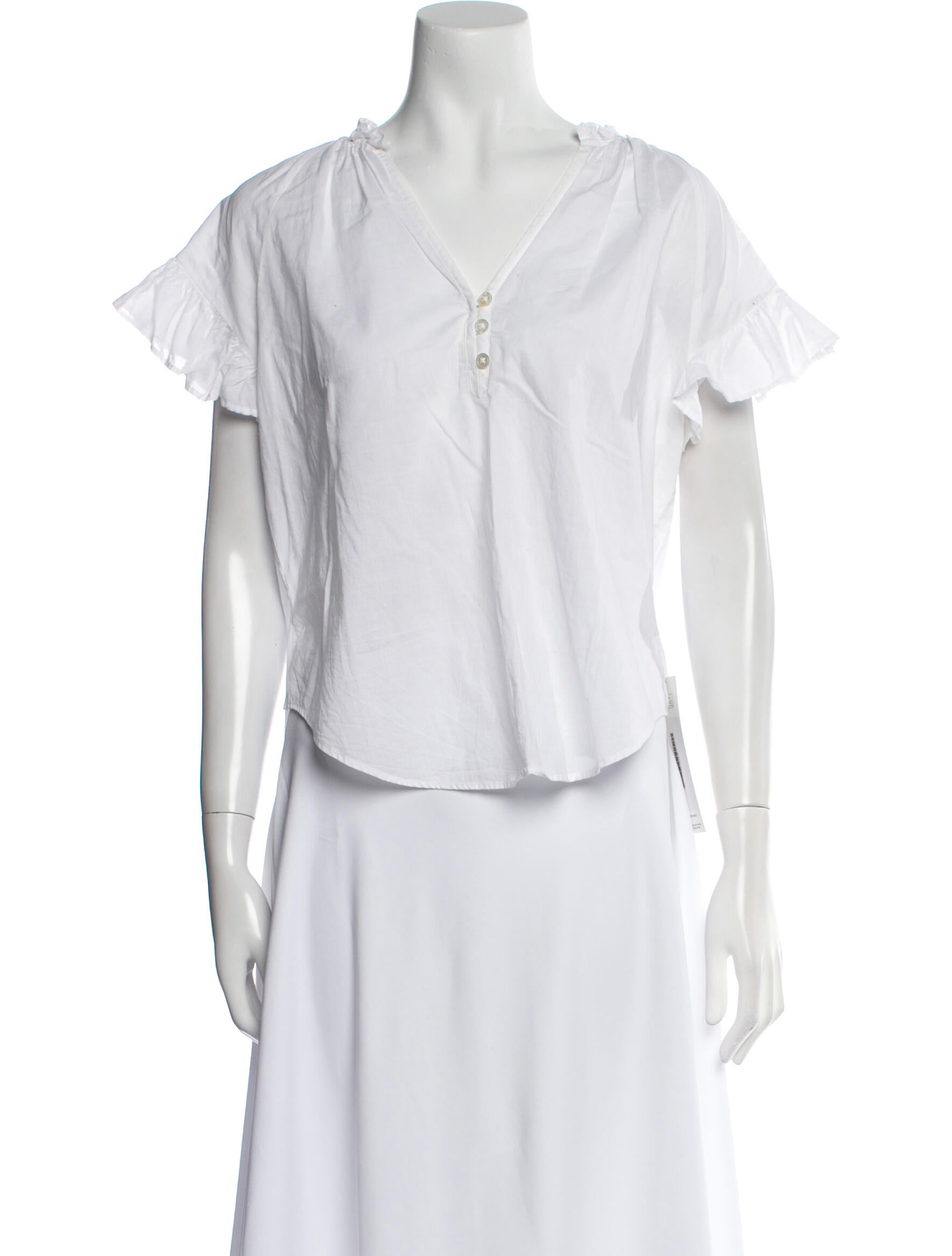 Veronica Beard V-Neck Short Sleeve Blouse