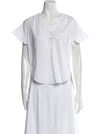 Veronica Beard V-Neck Short Sleeve Blouse