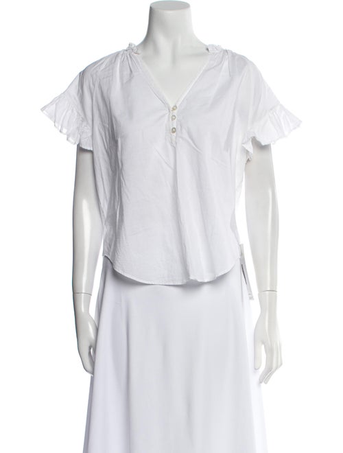 Veronica Beard V-Neck Short Sleeve Blouse