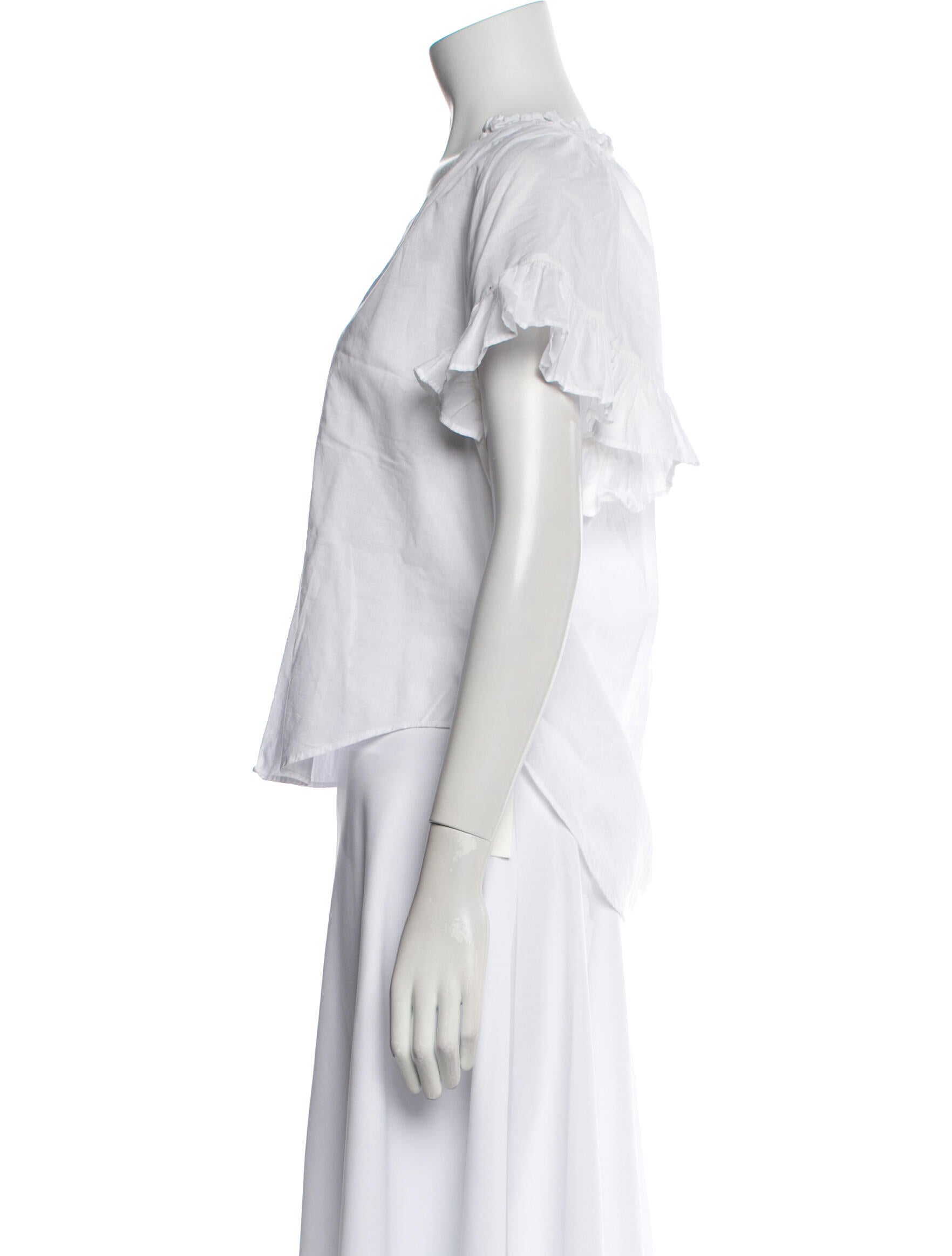 Veronica Beard V-Neck Short Sleeve Blouse