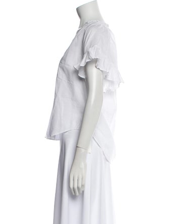 Veronica Beard V-Neck Short Sleeve Blouse