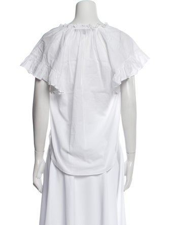 Veronica Beard V-Neck Short Sleeve Blouse