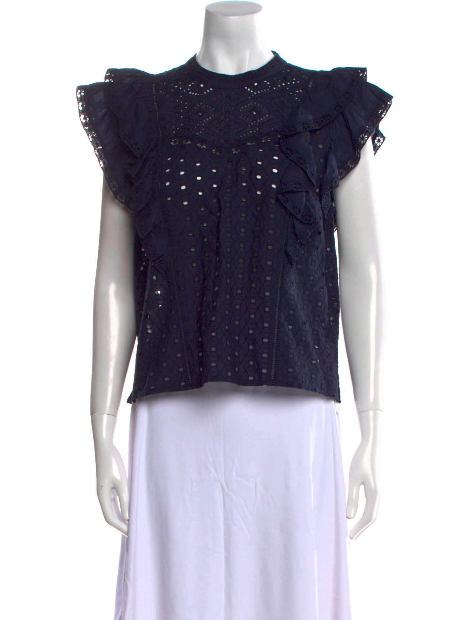 Veronica Beard Crew Neck Short Sleeve Crop Top