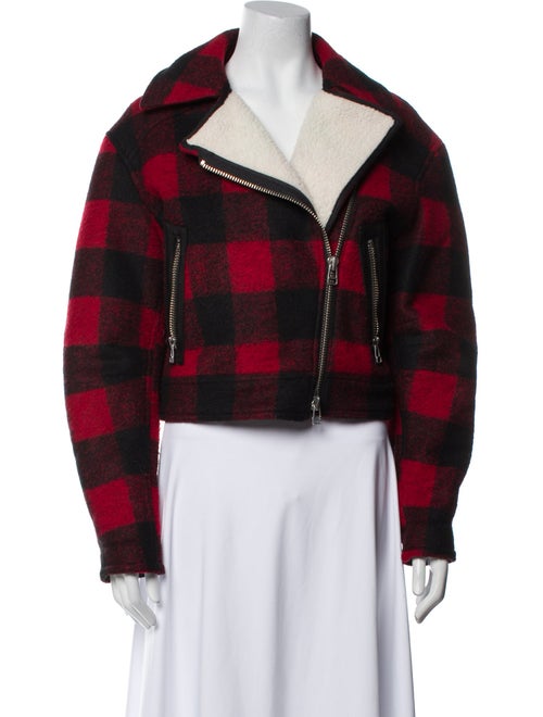 Veronica Beard Plaid Print Biker Jacket