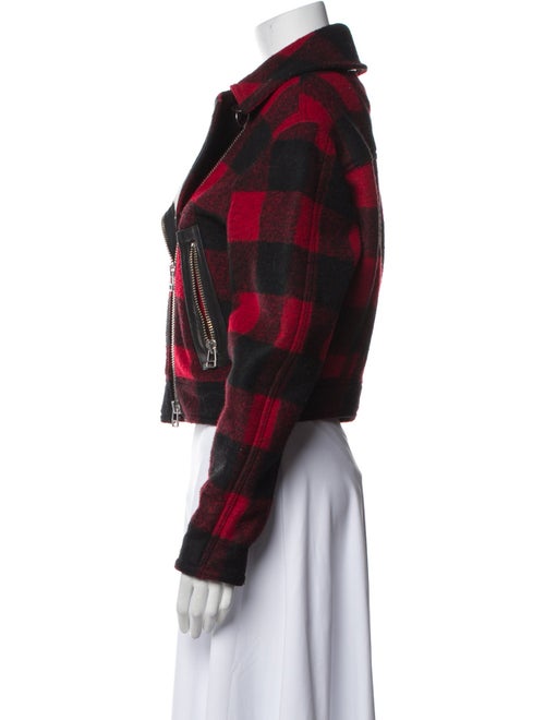 Veronica Beard Plaid Print Biker Jacket