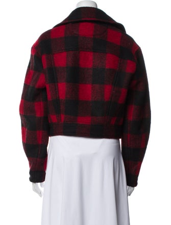 Veronica Beard Plaid Print Biker Jacket