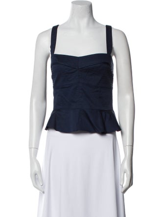 Veronica Beard Square Neckline Sleeveless Crop Top