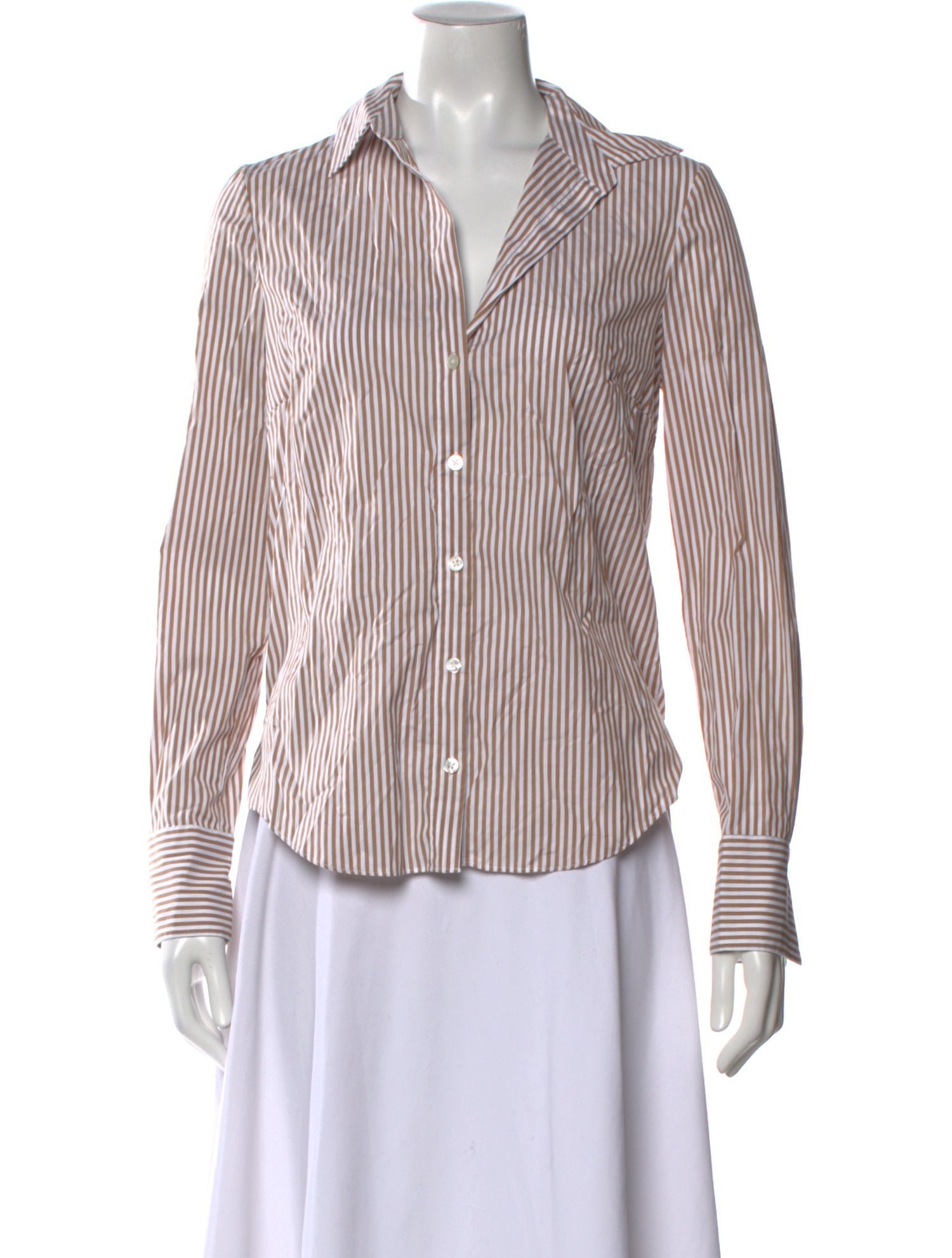 Veronica Beard Striped Long Sleeve Button-Up Top