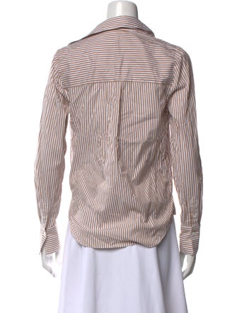 Veronica Beard Striped Long Sleeve Button-Up Top