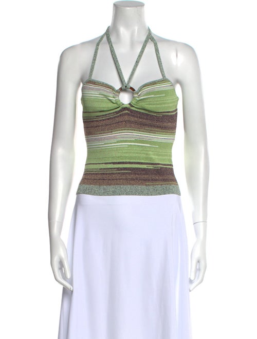 Veronica Beard Striped Halterneck Crop Top