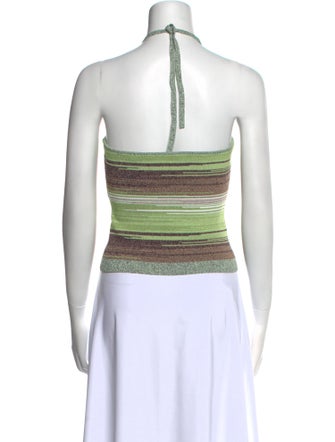 Veronica Beard Striped Halterneck Crop Top