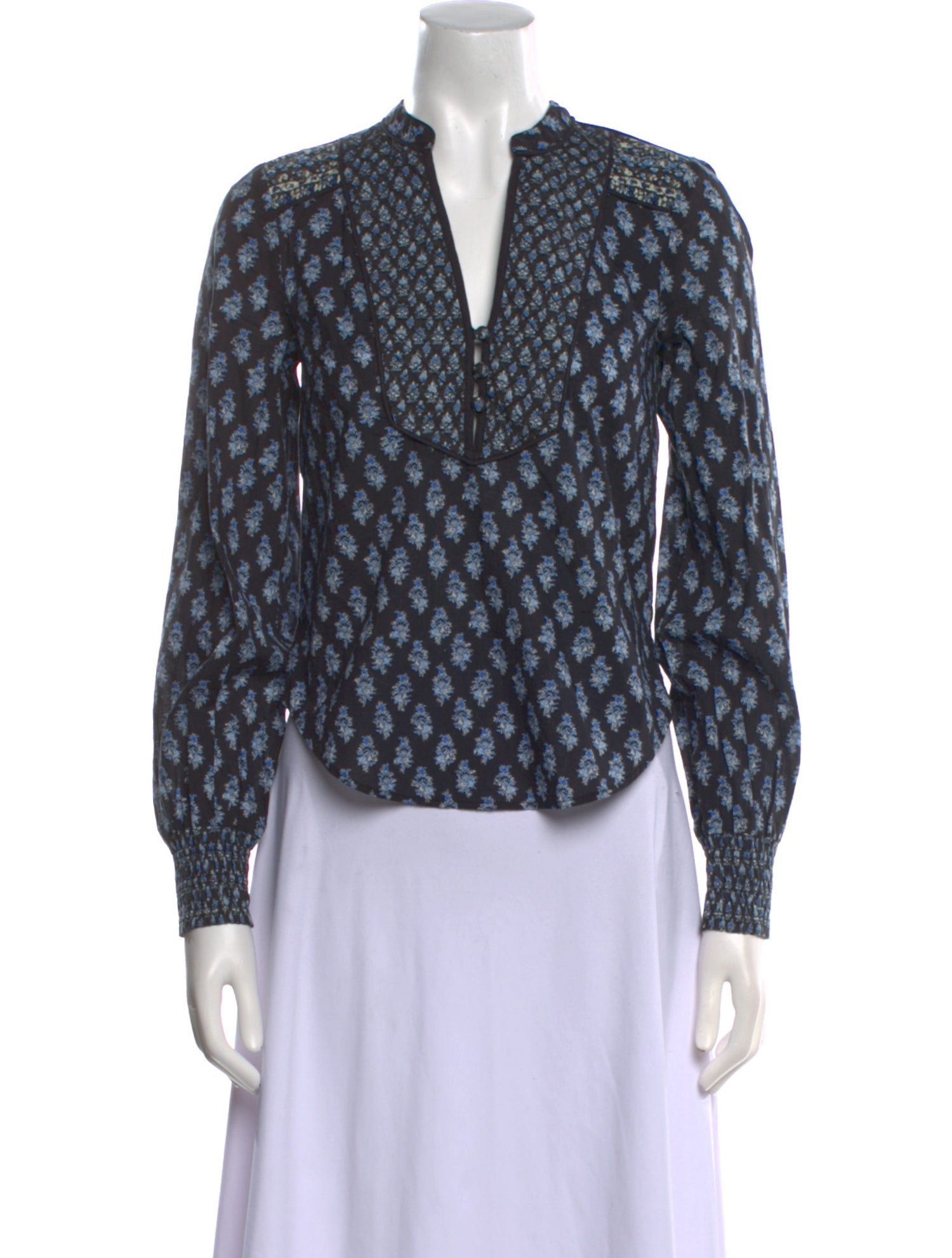 Veronica Beard Printed V-Neck Blouse