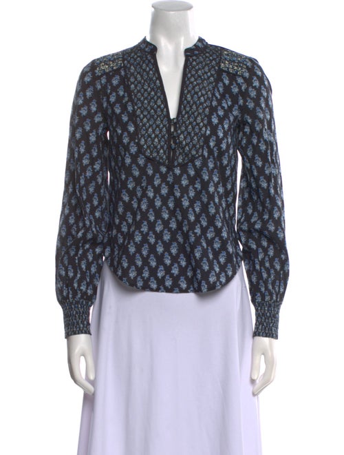 Veronica Beard Printed V-Neck Blouse