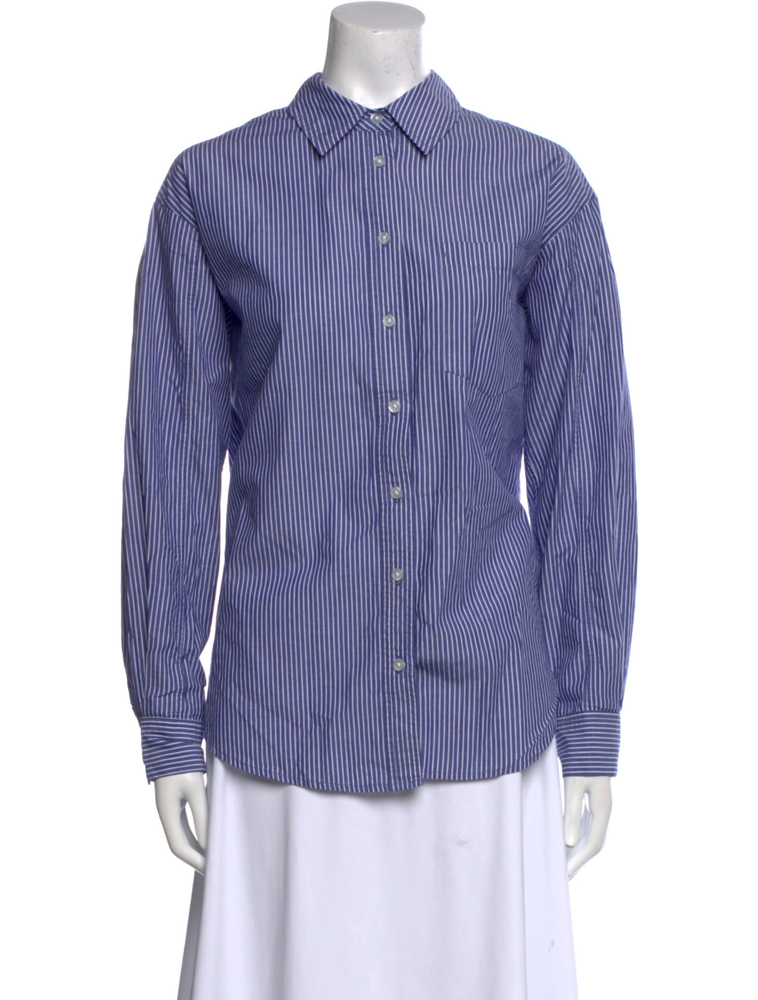 Veronica Beard Striped Long Sleeve Button-Up Top