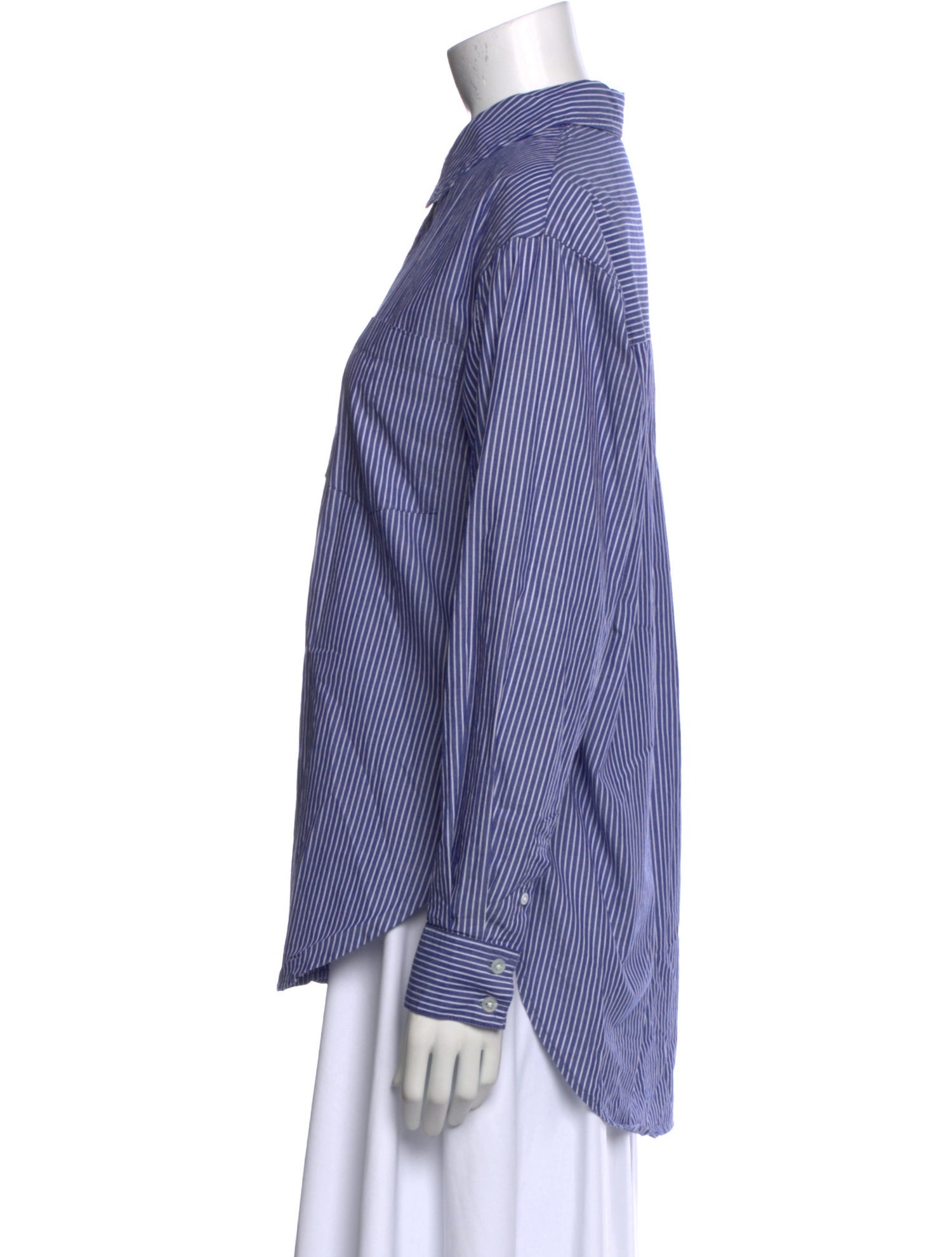 Veronica Beard Striped Long Sleeve Button-Up Top