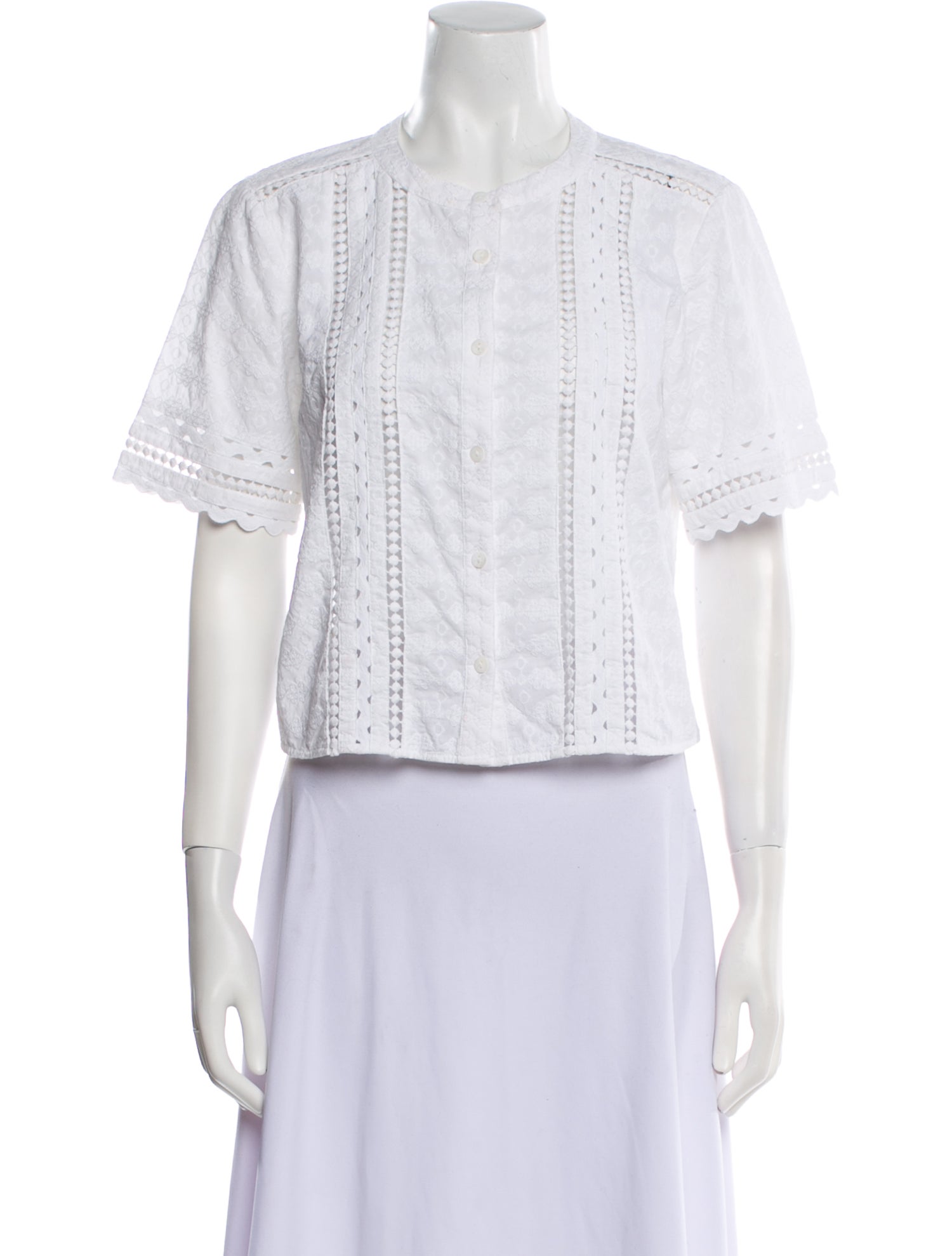 Veronica Beard Crew Neck Short Sleeve Crop Top