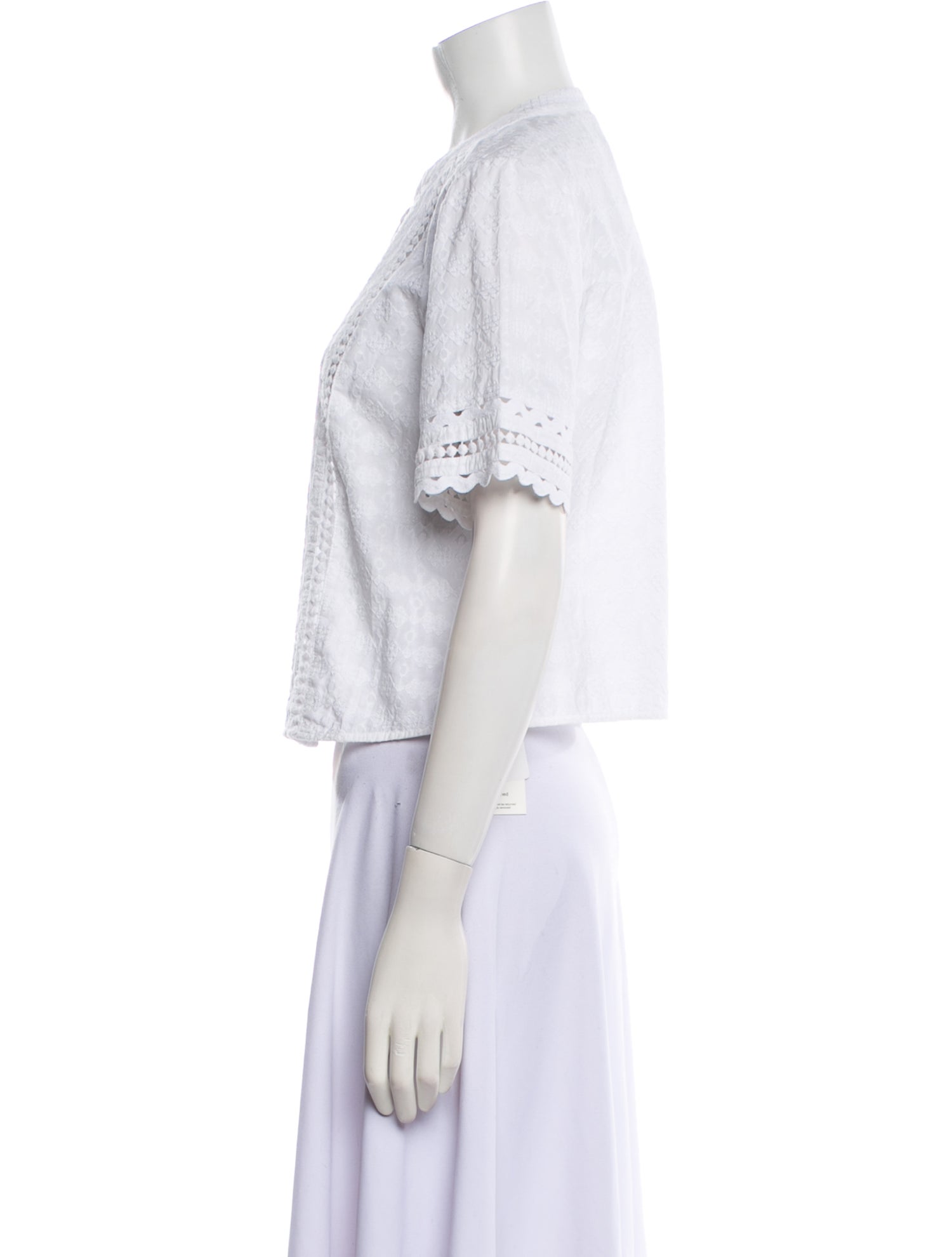 Veronica Beard Crew Neck Short Sleeve Crop Top