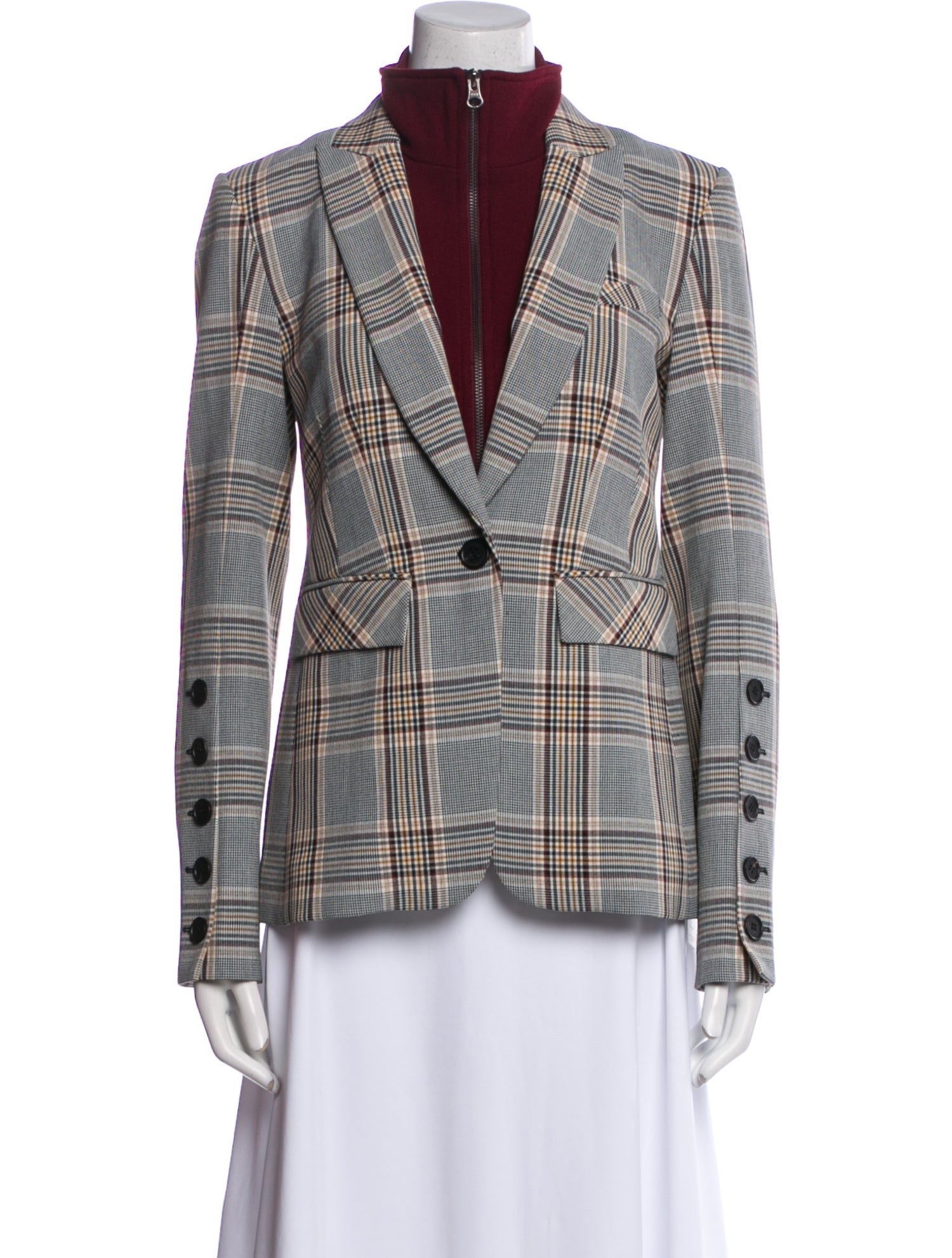 Veronica Beard Plaid Print Blazer