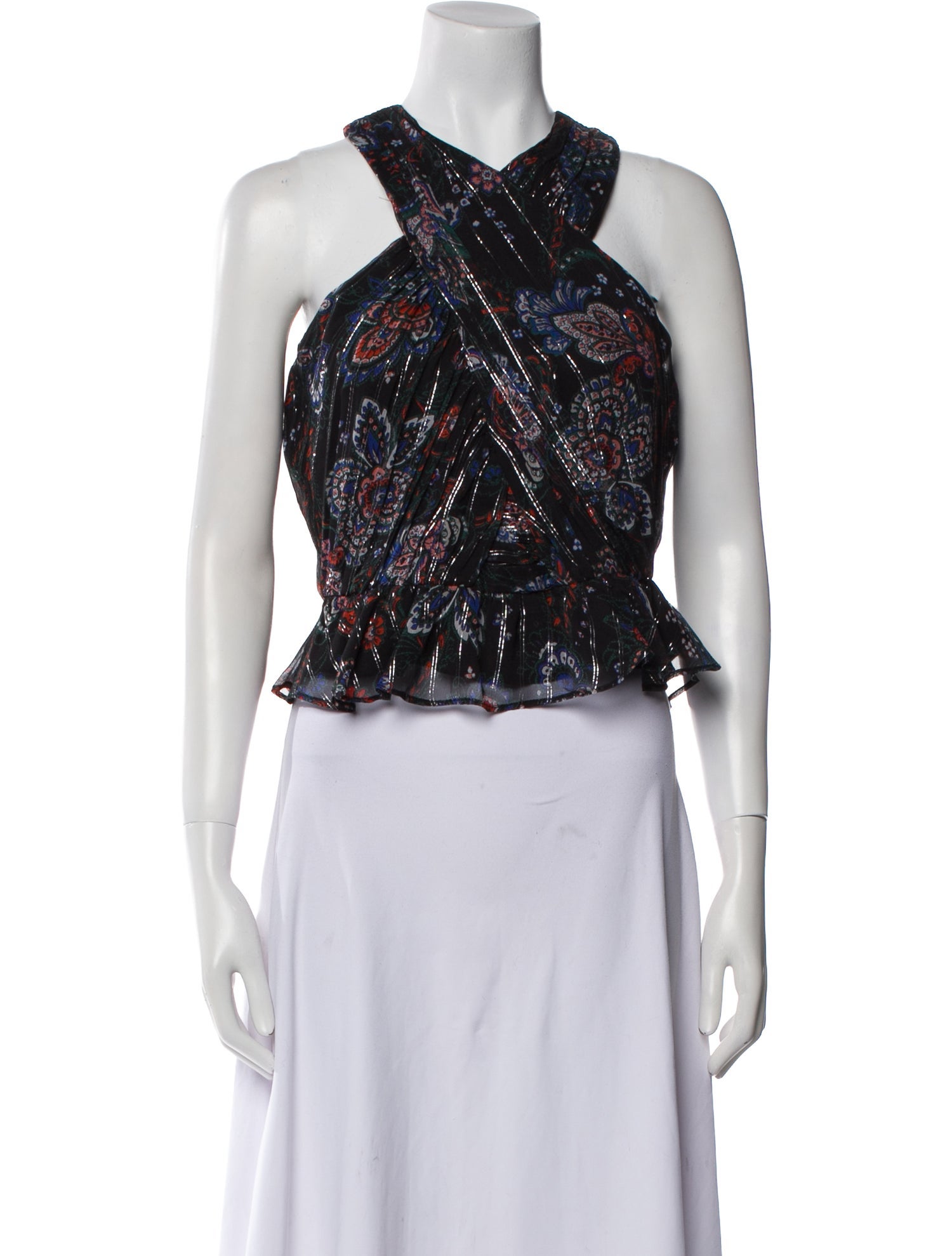 Veronica Beard Silk Printed Crop Top