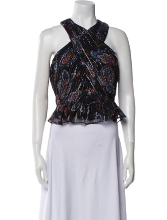 Veronica Beard Silk Printed Crop Top