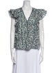 Veronica Beard Printed V-Neck Blouse
