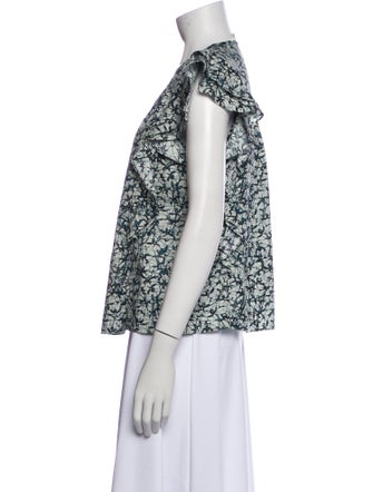 Veronica Beard Printed V-Neck Blouse