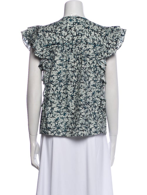 Veronica Beard Printed V-Neck Blouse