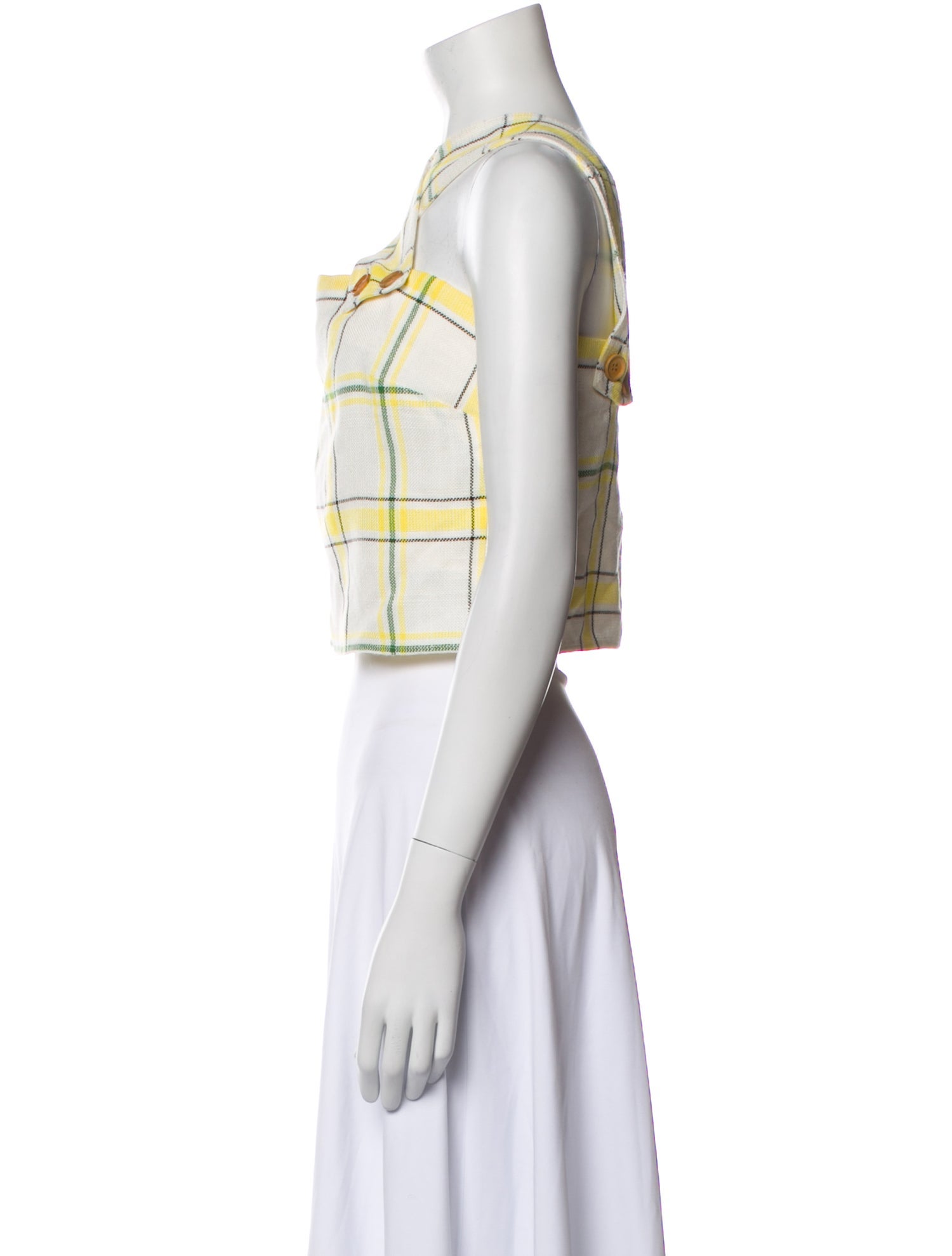 Veronica Beard Plaid Print Halterneck Crop Top