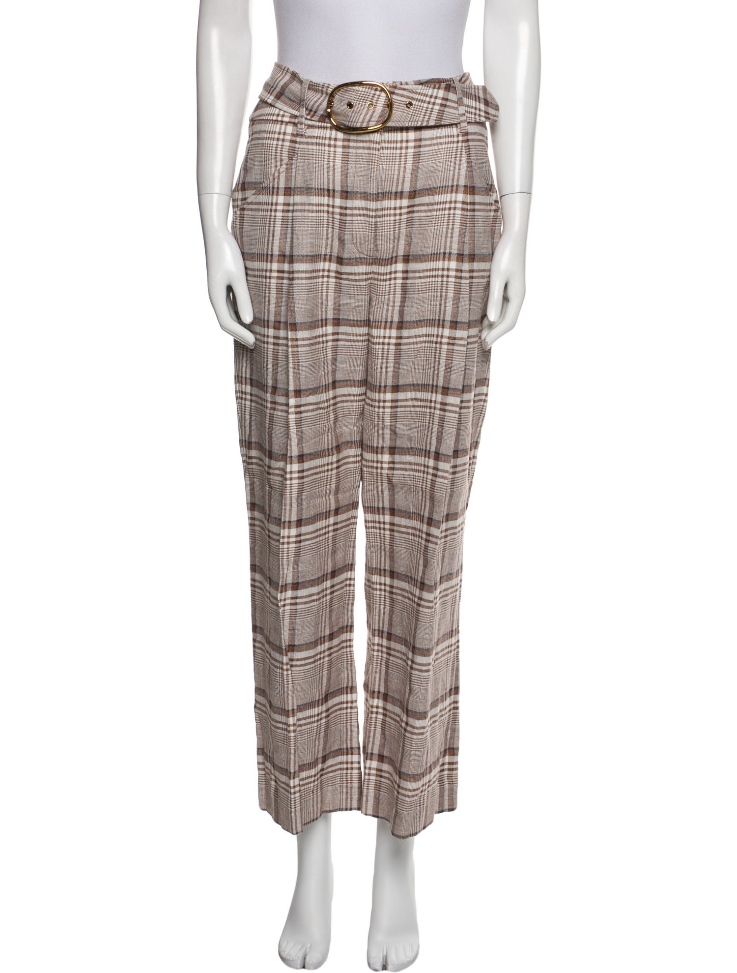 Veronica Beard Plaid Print Wide Leg Pants