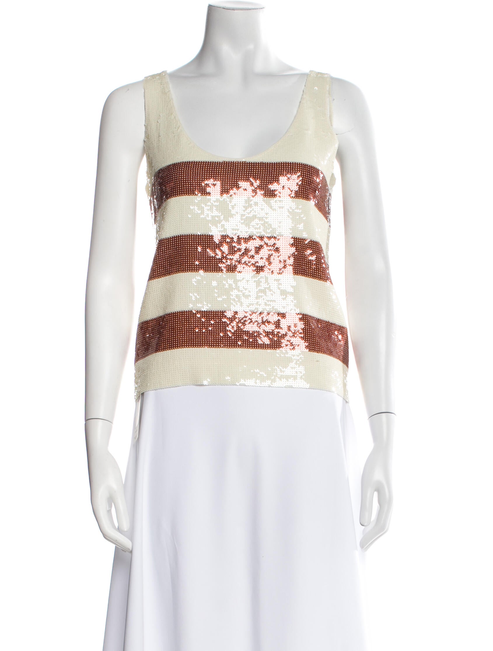 Veronica Beard Striped Square Neckline Top