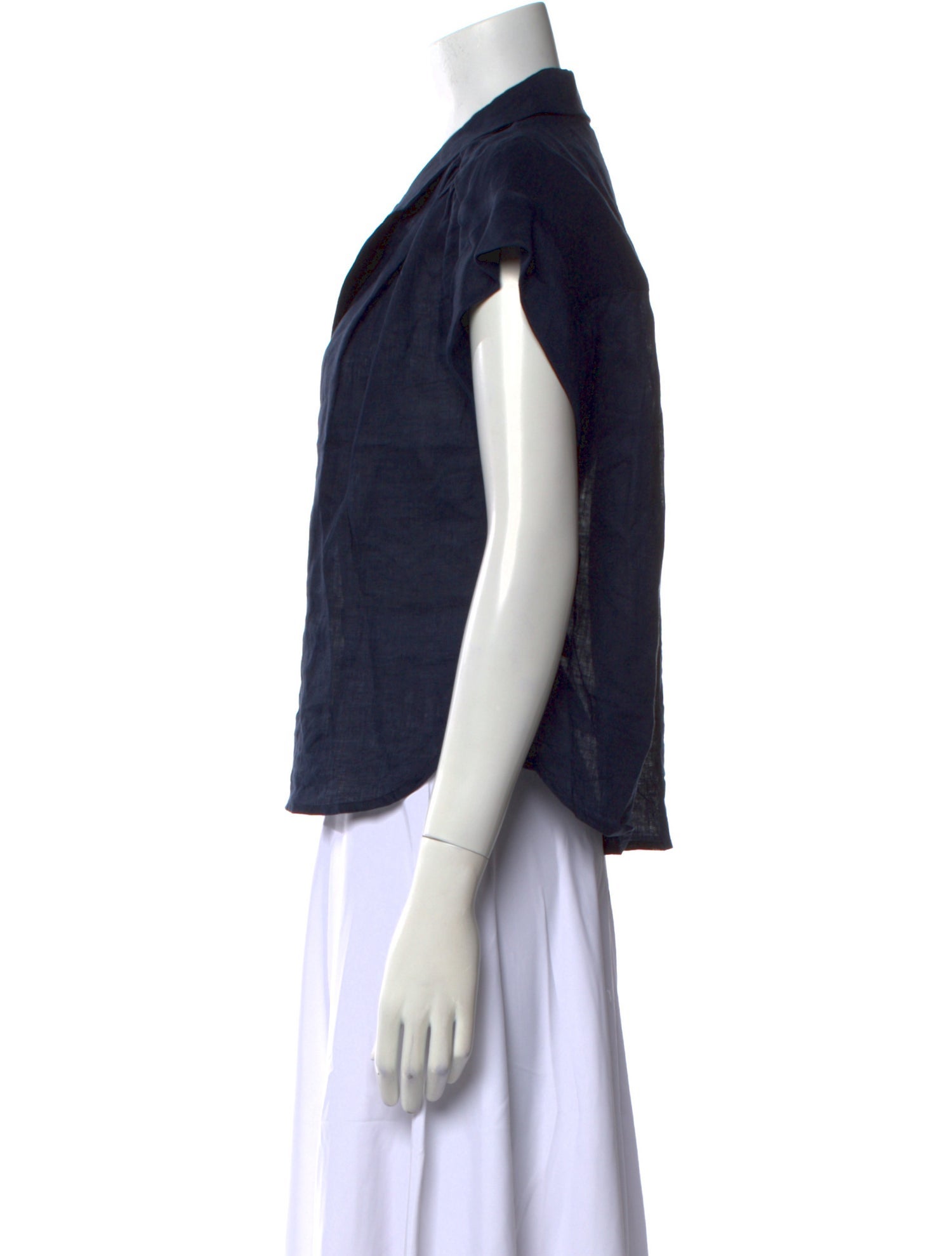 Veronica Beard Linen V-Neck Button-Up Top