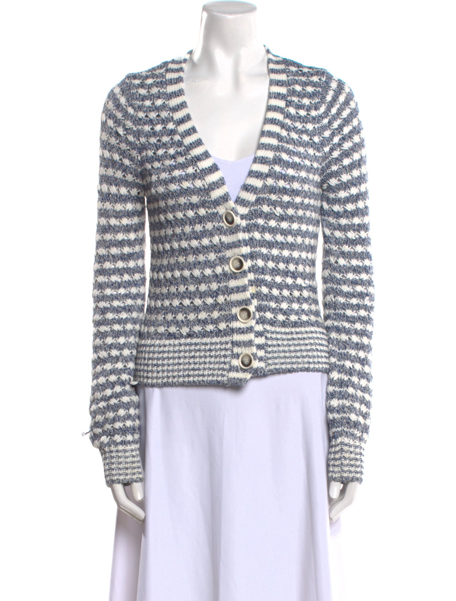 Veronica Beard Striped V-Neck Sweater