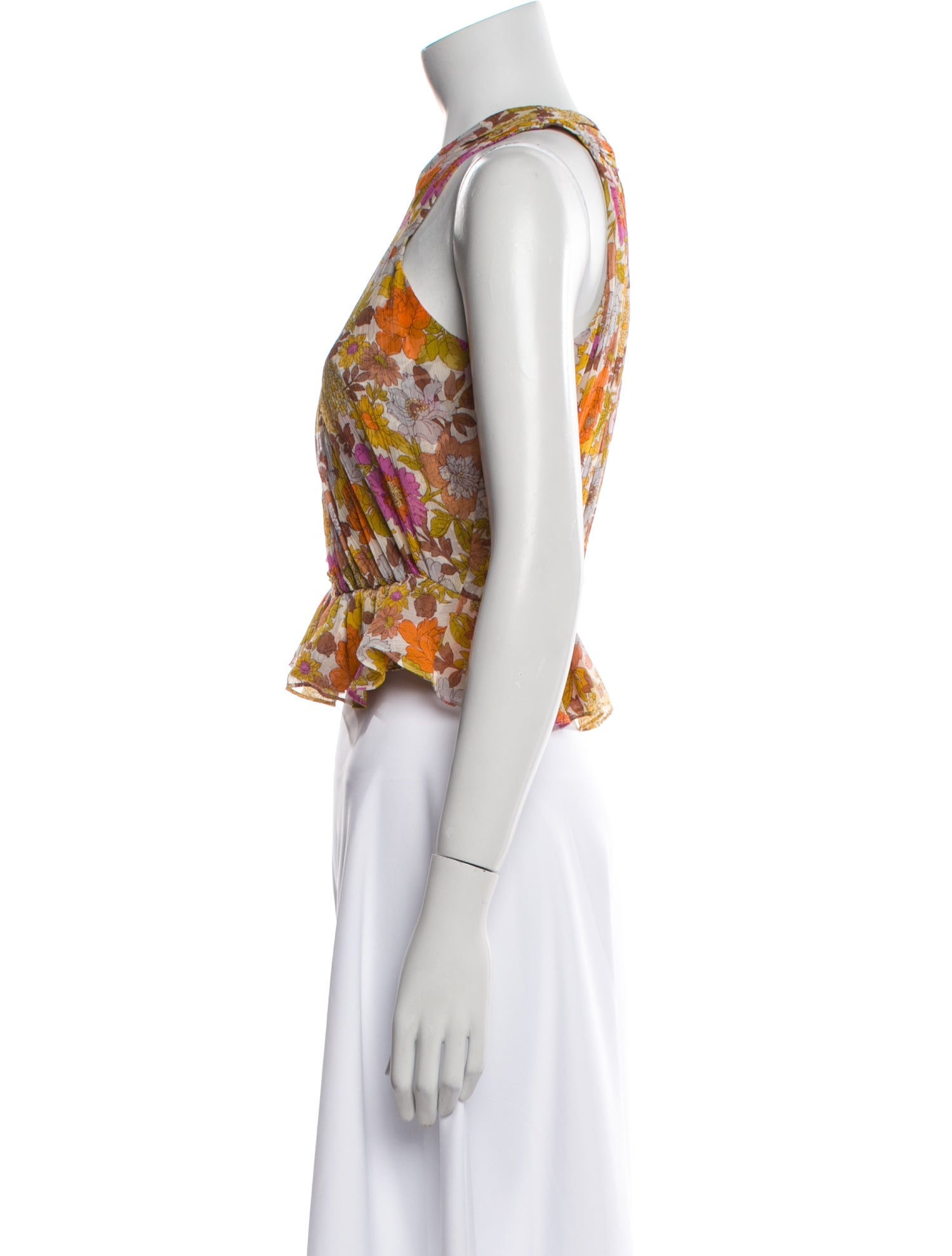 Veronica Beard Silk Floral Print Crop Top